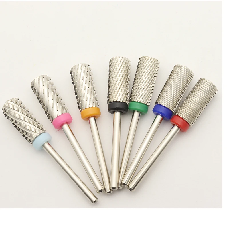 New Silver! Quality 6.5mm Diamond Big Round Top Barrel Original Tungsten Steel Carbide Manicure Nail Drill Bit File Accessories