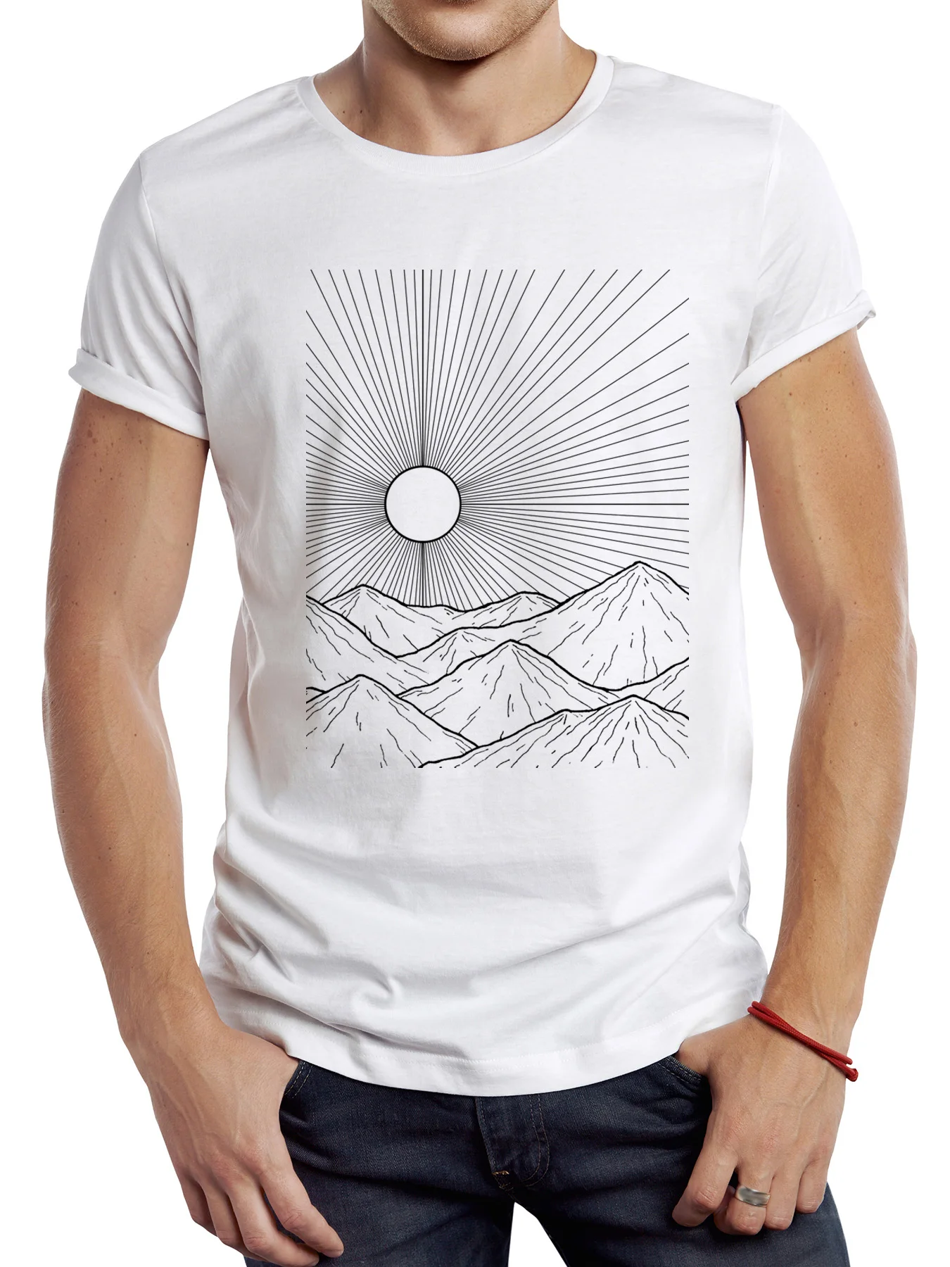 

FPACE Geometric Highest Mountain Printed TShirt Graphic Casual Hipster Sunshine Man T Shirt Hip Hop Loose Women Tees