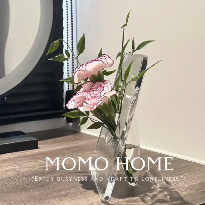 MOMO Home Scandinavian Ins Creative Art Photo Frame Vase Hydroponic Flower Arranger European Acrylic Photo Frame Vase