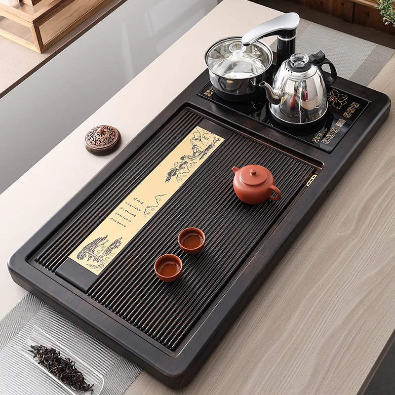 

Black sandalwood tea tray set, fully automatic all-in-one with induction cooker boiling water, large tea sea household tray