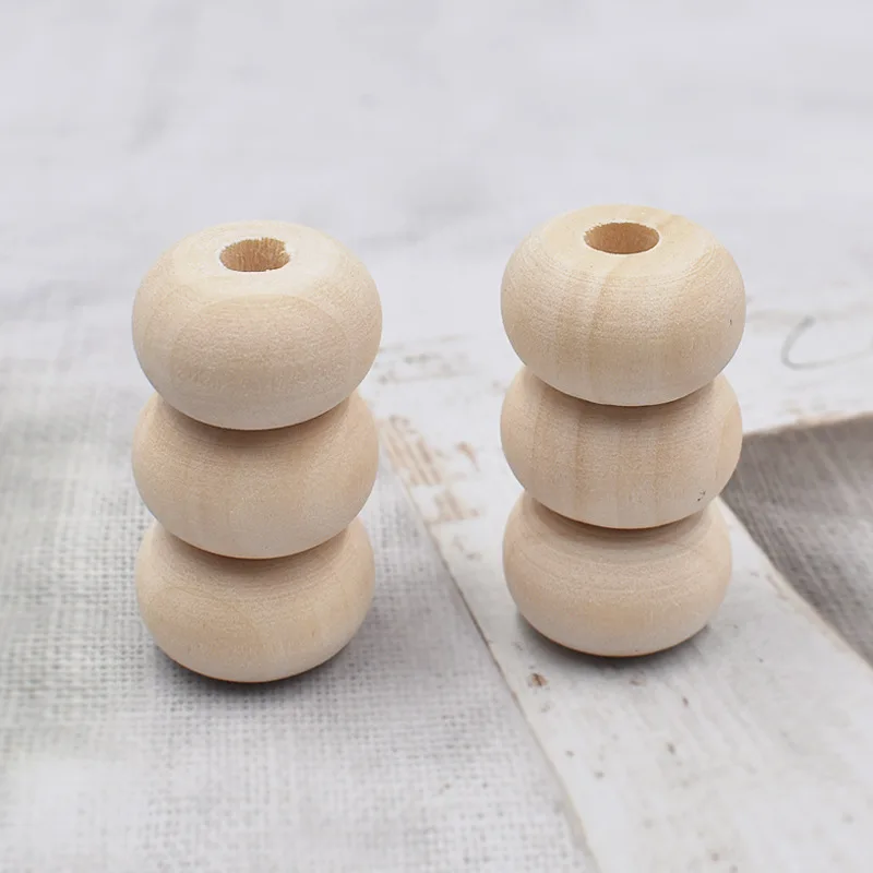 20pcs/lot Unfinished Wood Beads,Natural Wooden Abacus Saucer Loose Spacer Beads for Craft Making Decorations