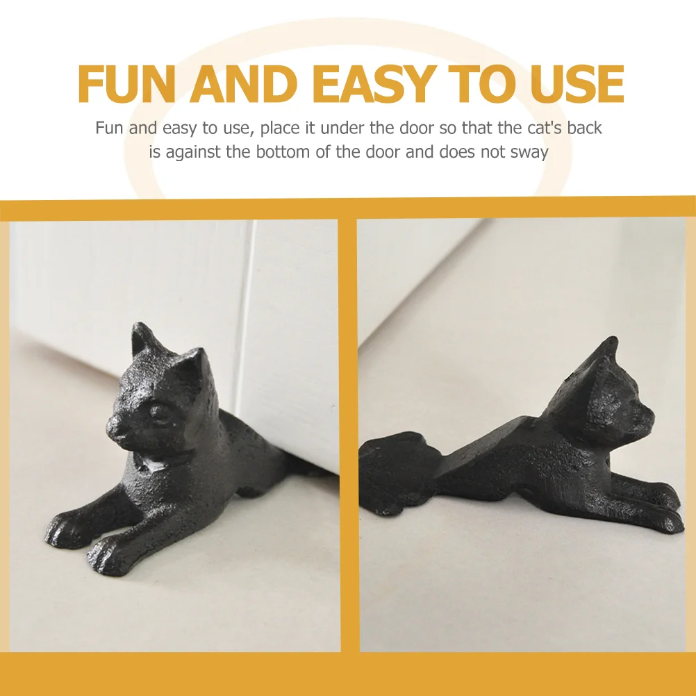 Cast Iron Cat Door Stop Stopper Punch-free Wall Protector Stopping Ornament Mute Door Holder