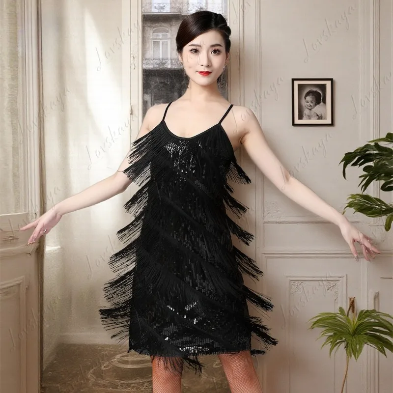 فستان رقص لاتيني نسائي، ثوب رسمي، زي أداء المسرح، تنورة واسعة، ملابس رقص