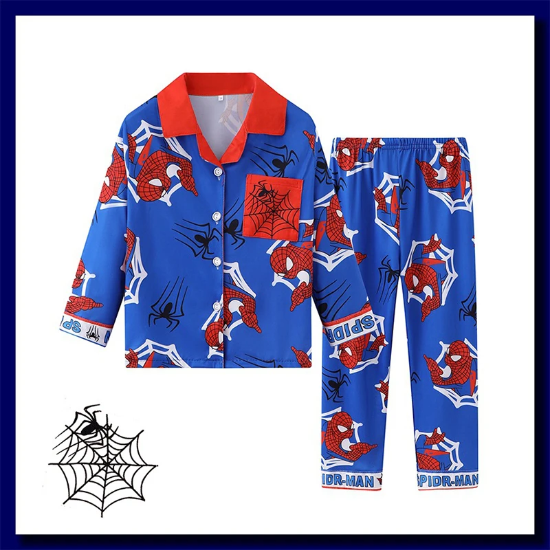 2pcs Boys Kids Spider Man Print Pattern Pajama Set, Long Sleeve & Pants, Casual Home Wear Set, As Daily Gift, For All Seasons