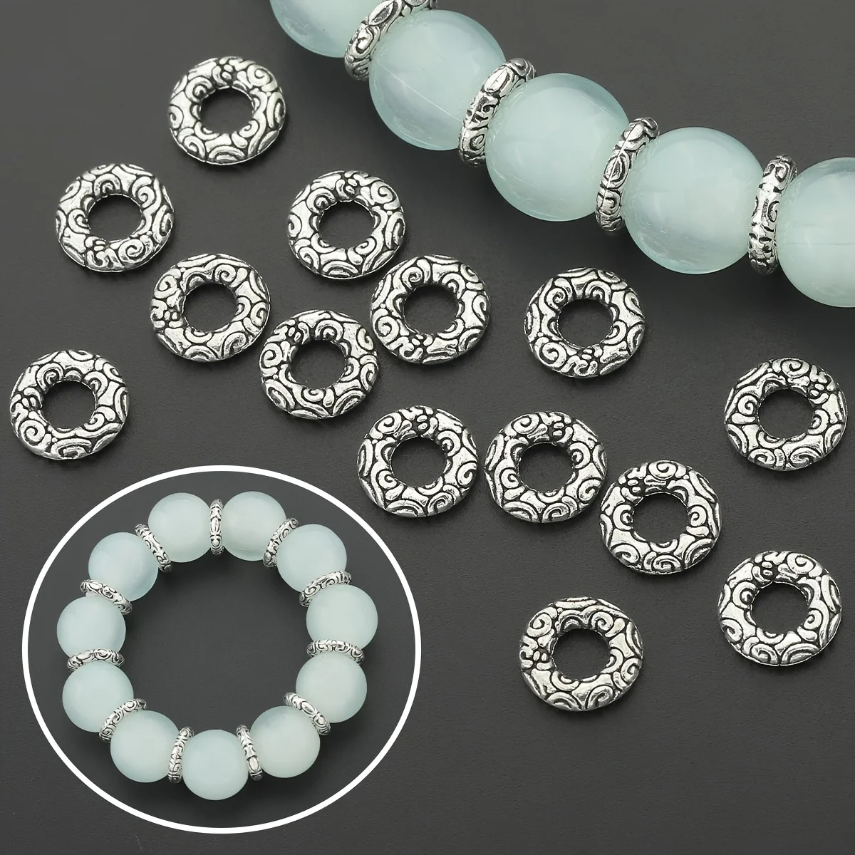 40 PCS Zinc Alloy Circular Dividers Beads - Bead Dividers - Suitable for DIY Necklaces, Bracelets and Earrings Accessories