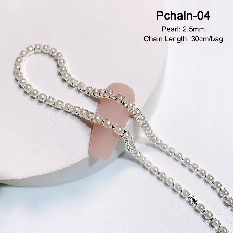 30cm Lange Luxus-Kristallketten-Nagelcharms 1,5/2mm Glänzende Klare/AB Diamant-Perlen Nagelkunst Metall-Stahl Französische Nagel-Maniküre-Teile – Detail 11