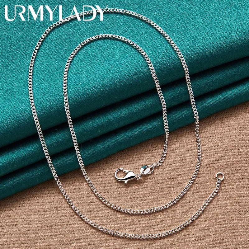 URMYLADY 925 Sterling Silver 2mm O-Chain 16/18/20/22/24/26/28/30 Inch Necklace For Women Men Jewelry Fashion Party Gift