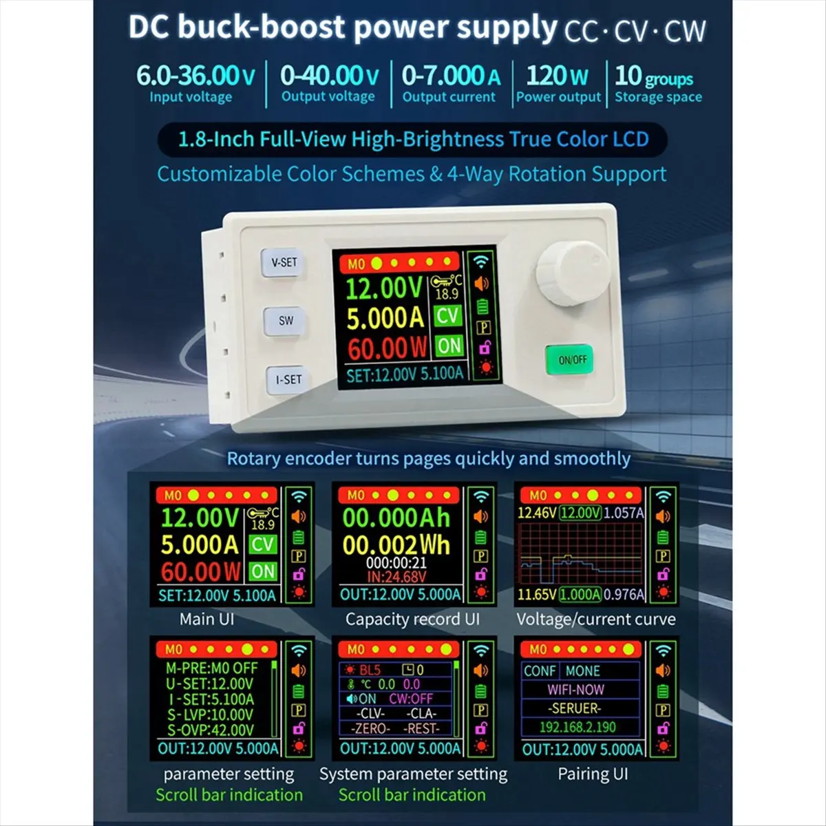 2025 New SK120S Adjustable DC Regulated Power Supply+WIFI Module Constant Voltage Constant Current 7A 120W Step-Down Module