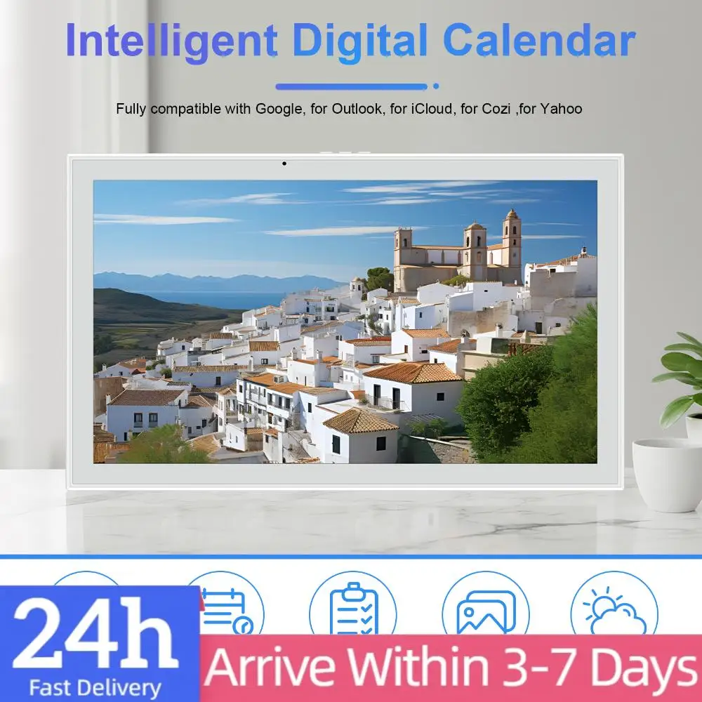 

21.5Inch Wall Mounted Household Schedule with Interactive Touchscreen Smart Display Wall & Desk Mountable Gift for Mom Dad