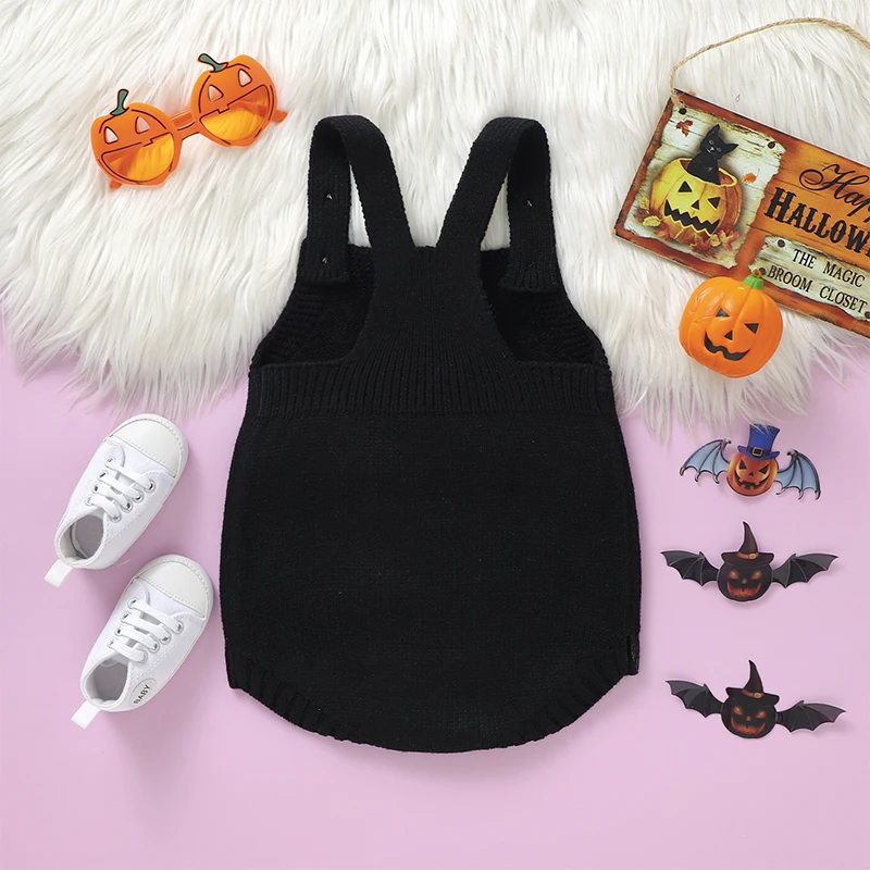 300-05-13 Lioraitiin Baby Strick Stram pler, ärmellose Grimasse Bodysuit Overalls Halloween Kleidung für Mädchen Jungen