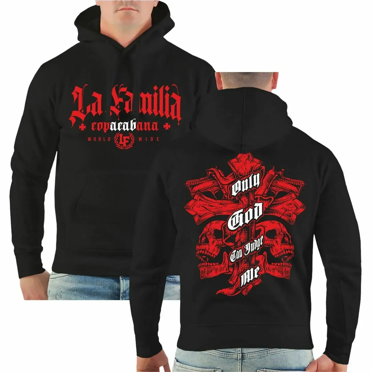 Only God Can Judge Me. Personalized Blood Skull Death Tattoo Pullover Hoodie New 100% Cotton Comfortable Casual Mens Streetwear