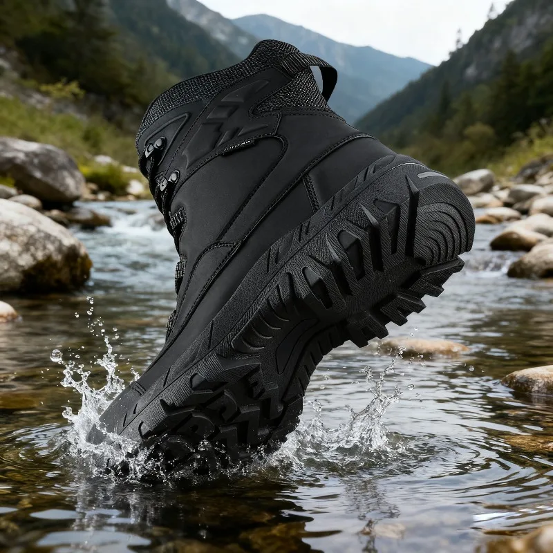 

High Top Hiking Shoes Mens Desert Combat Training Boots Anti Slip Outdoor Climbing Hunting Sneakers Waterproof Motorcycle Boots