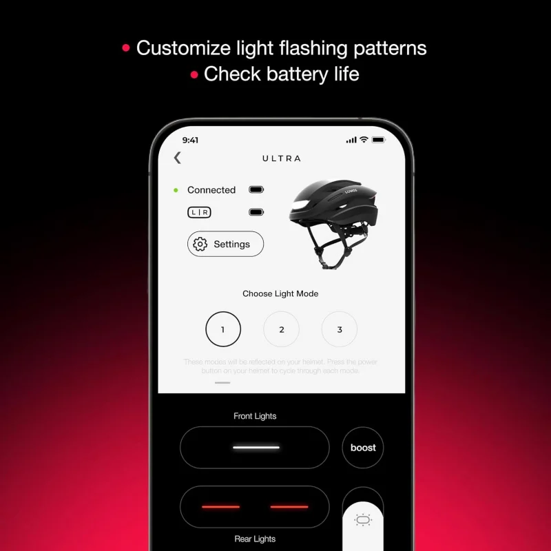 خوذة الدراجة الذكية Lumos Ultra |   أضواء LED أمامية وخلفية قابلة للتخصيص مع إشارات الانعطاف |   خوذات دراجات الطريق للإعلان