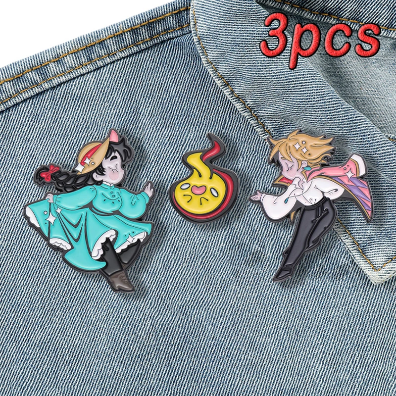 

Anime Howls Moving Castle Enamel Pins Kawaii Metal Brooch Badge Cartoon Backpack Pin Accessory for Women Fashion Jewelry Gift