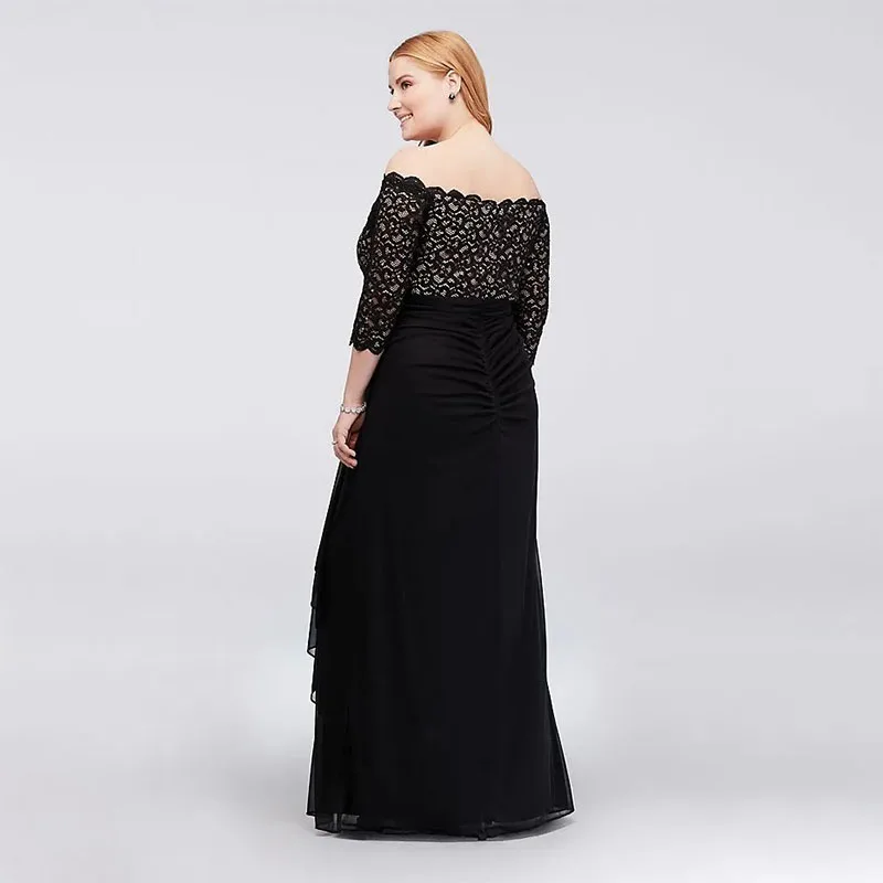 Elegant Lace Mother of the Bride Dresses A-Line Off-The-Shoulder Wedding Guest Dress Floor-Length Chiffon Evening Gowns