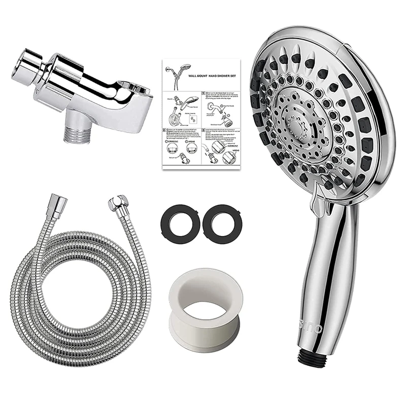 NEW-Shower Head High Pressure Shower Head Hand Held Shower Head With Hose And Adjustable Bracket 5 Spray Settings