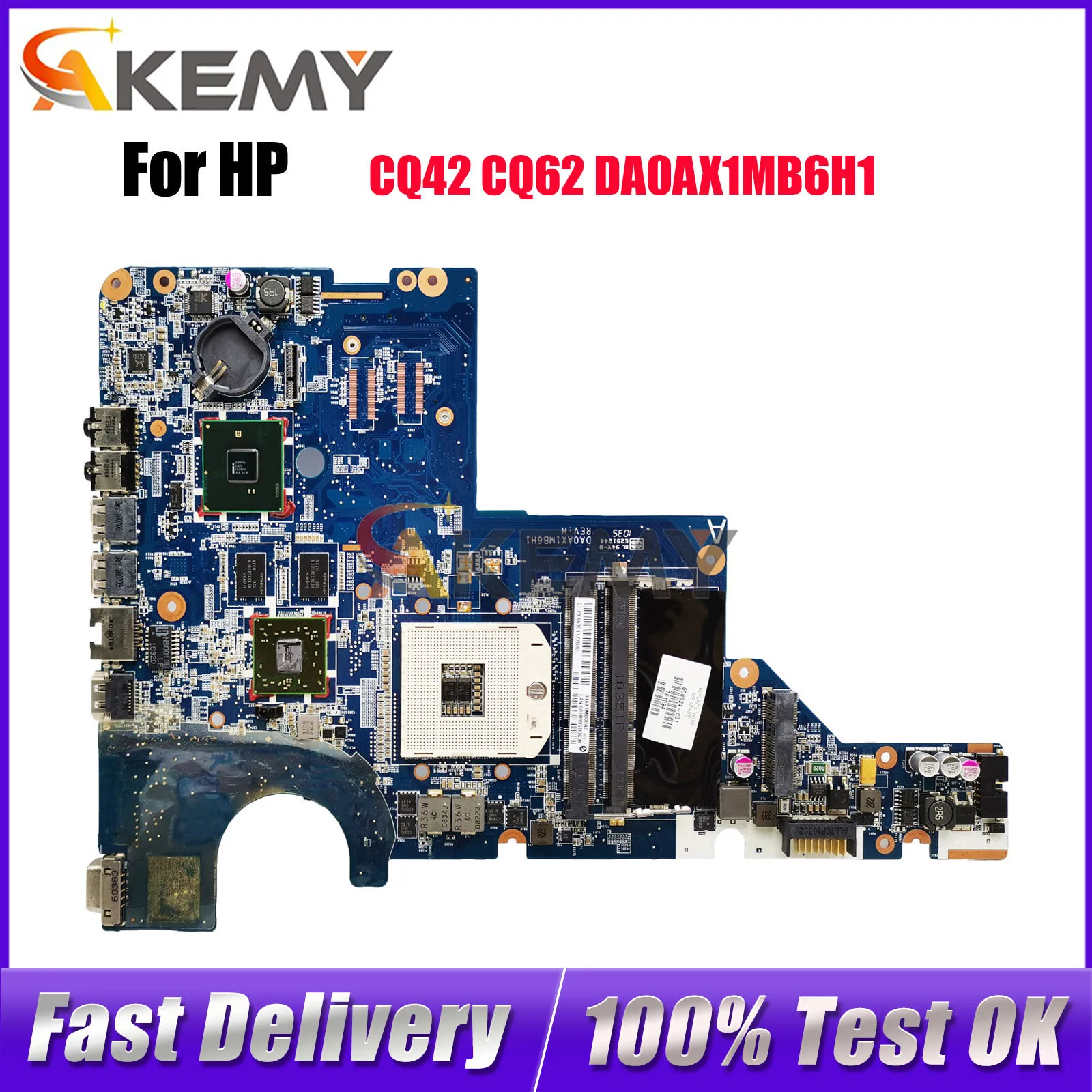

DA0AX1MB6H1 для HP G42 CQ42 CQ62 G62, материнская плата для ноутбука 595183-001 615578-001 DDR3, протестирована нормально