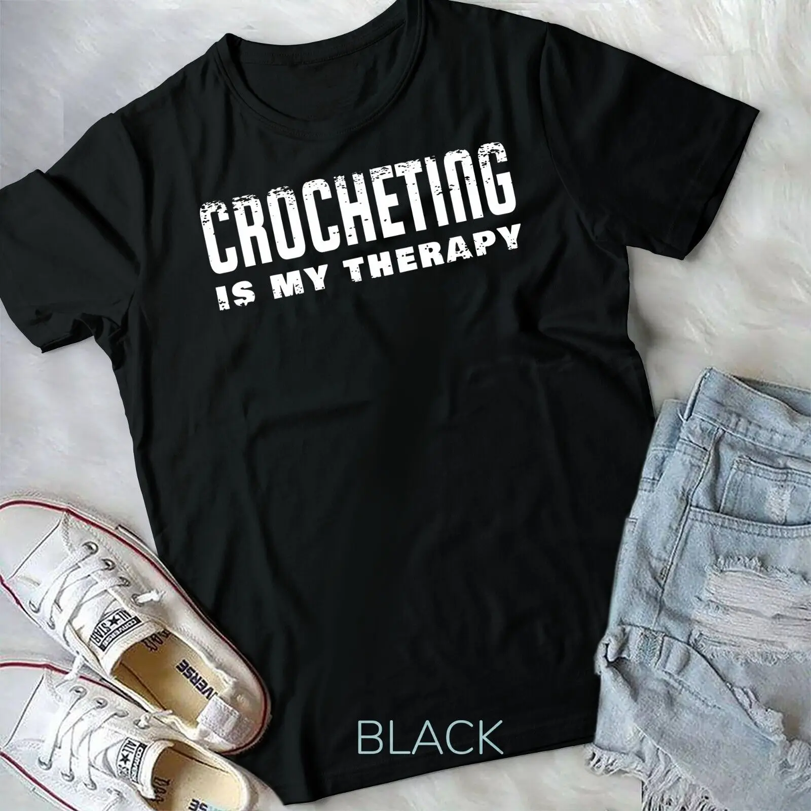T-shirt unisexe artisanal au crochet, le crochet est ma thérapie