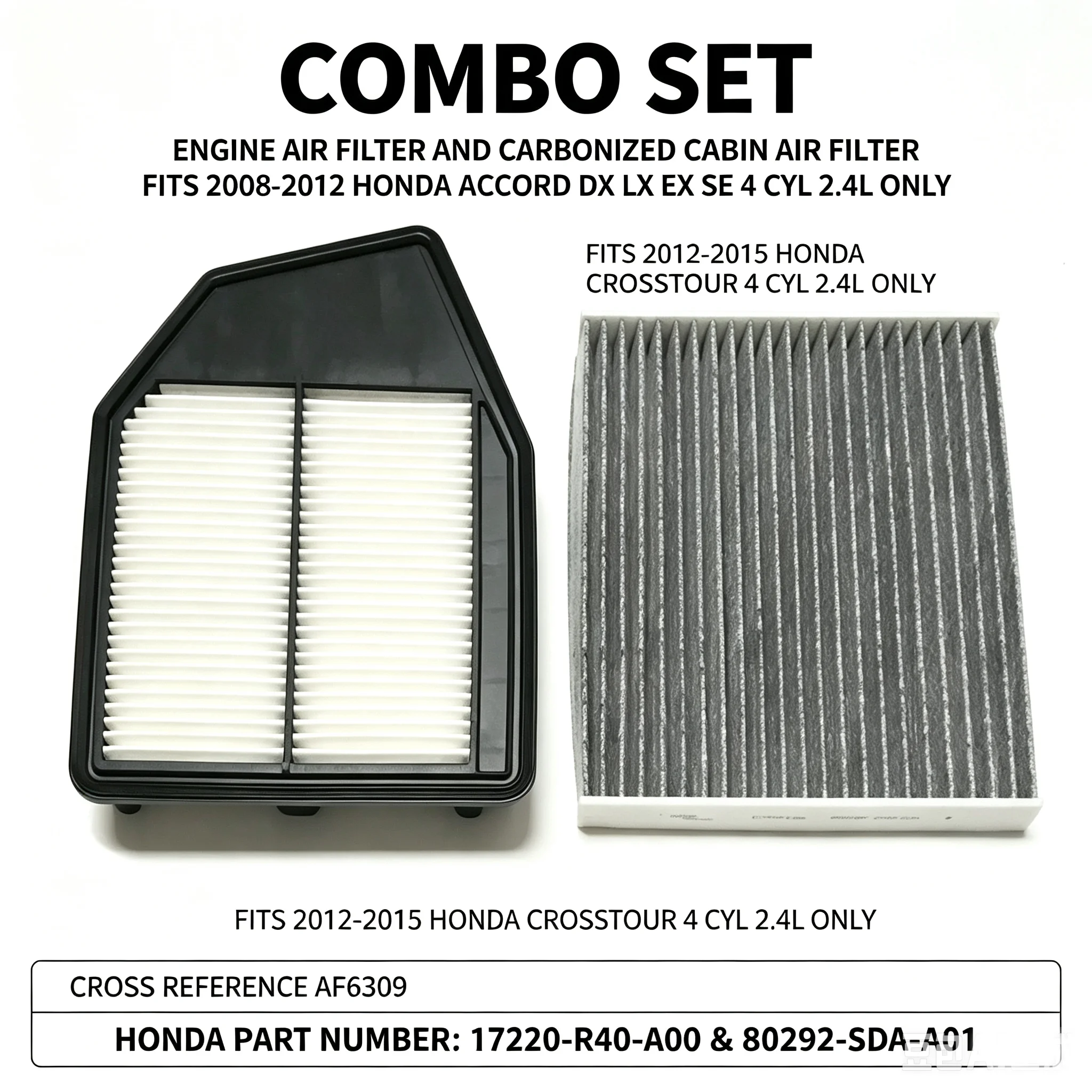 COMBO SET ENGINE&CABIN AIR FILTER For ACCORD 2008-2012 2.4L 4CYL