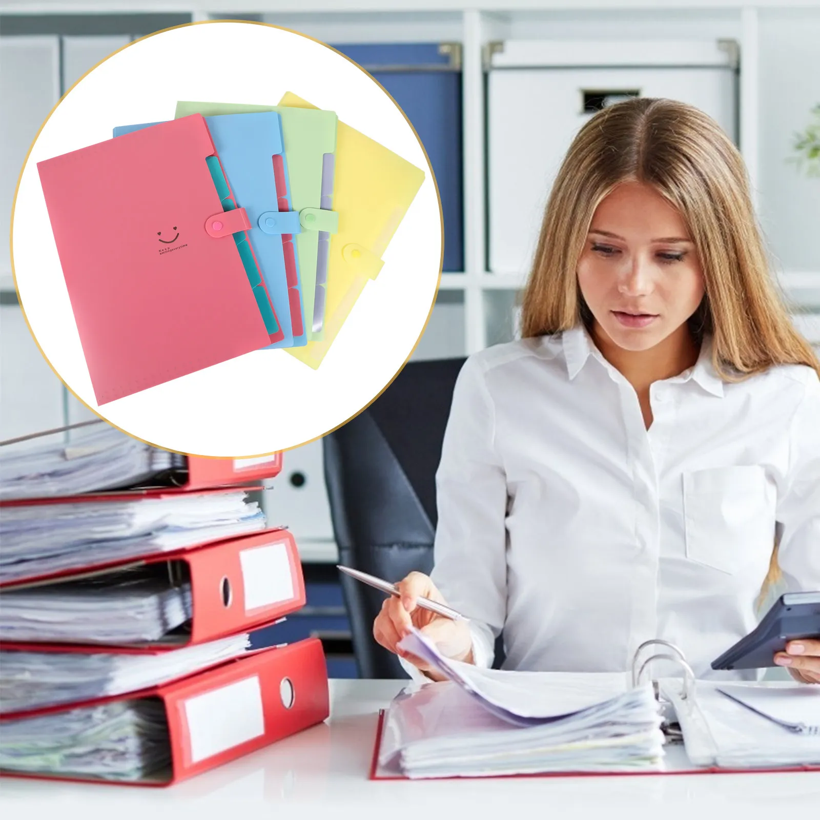 

4Pcs A4 Accordion Folder Expanding File Organizer Multi-Layer Document Holder Portable Receipt Bill File Organizer for Office