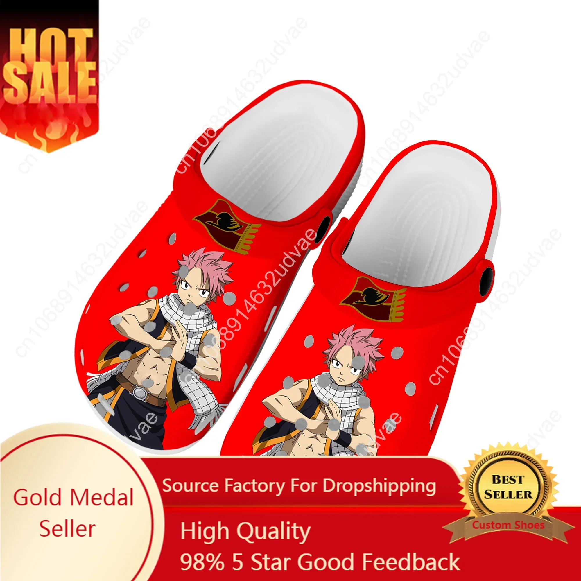 

Anime Fairy Tail Cartoon Natsu Dragneel Home Clogs Custom Water Shoes Mens Womens Teenager Shoe Garden Clog Beach Hole Slippers