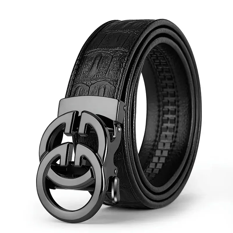 High Quality Genuine Leather Belt For Men's Luxury Automatic Metal Alloy Buckle Men's Waist Belt