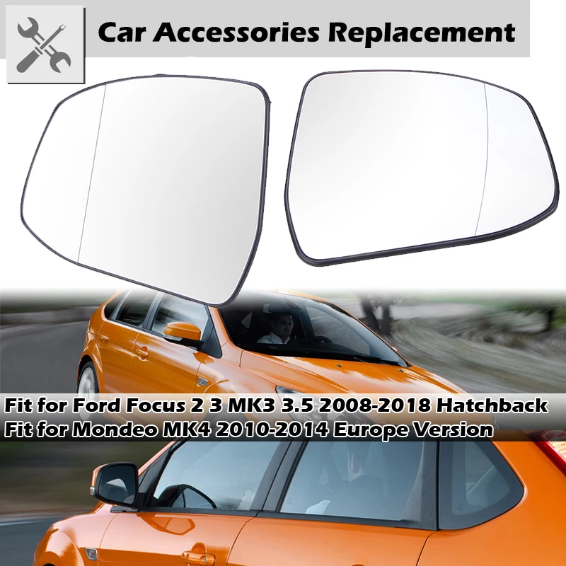 Side Mirror Glass Heater Heating Anti-fog Flat Wing Rearview Mirrors Fit For Ford Focus MK3 3.5 2008 - 2018 Hatchback Mondeo MK4