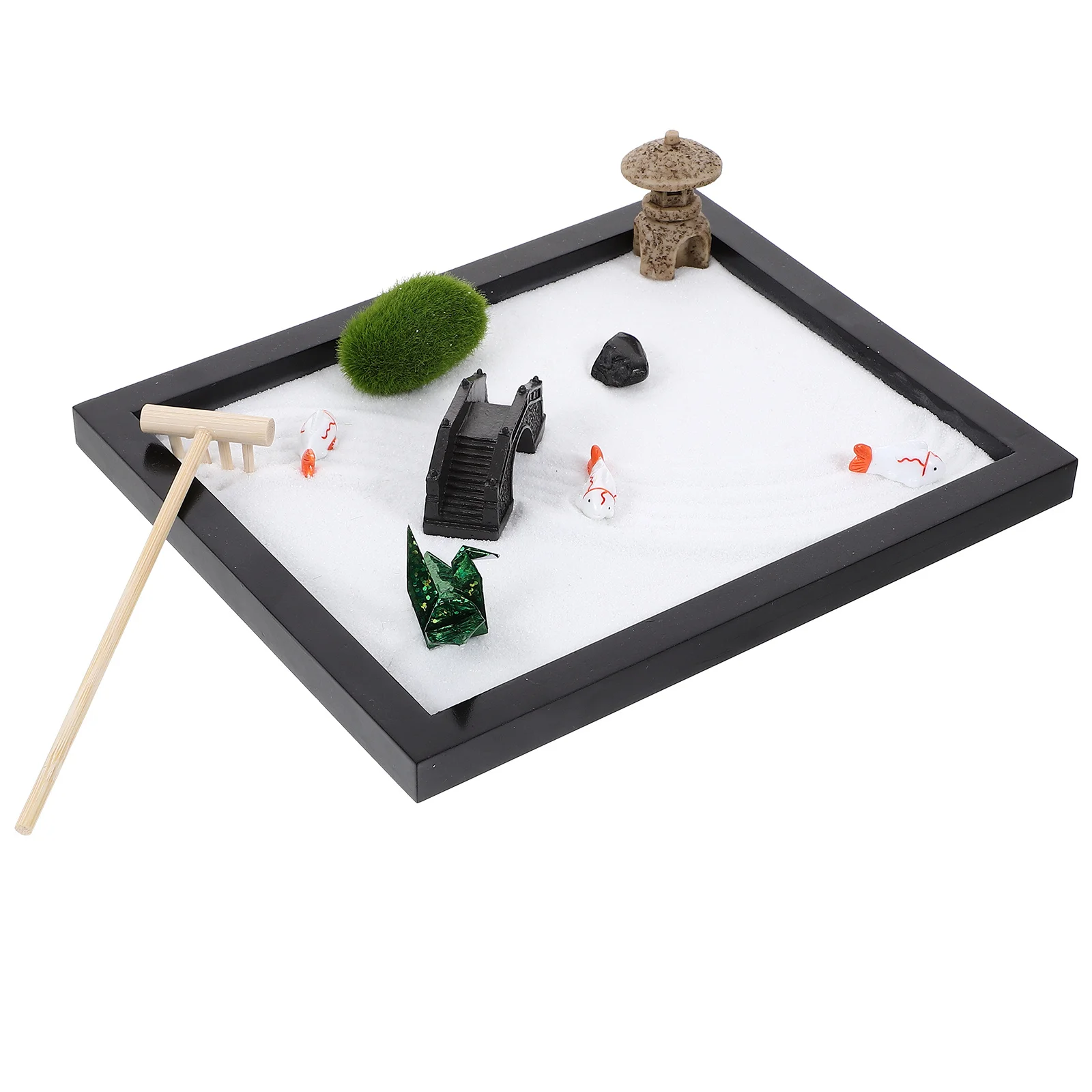 Mini Sandbox Kit Black Sand Table For Desktop Zen Garden Miniature Landscape Meditation Decor Fidget Home Desk Accessory