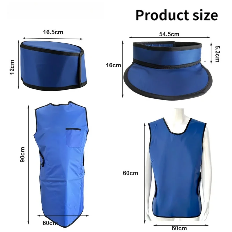 Dental Radiation Protective Clothing 0.35Mm XRay Radiation Protection Vest Short Lead Apron Adjustable Straps & Collar Shielding