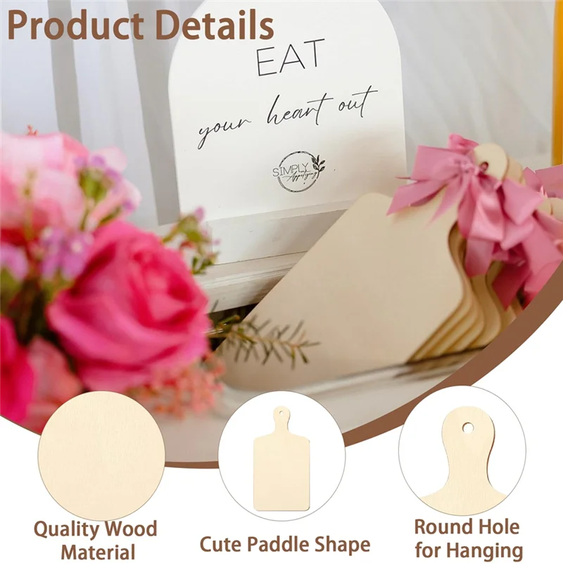 

ABAE-30 Pcs Mini Wooden Cutting Board For Crafts Small Charcuterie Boards Bulk With Handles For DIY Kitchen Cooking Decor