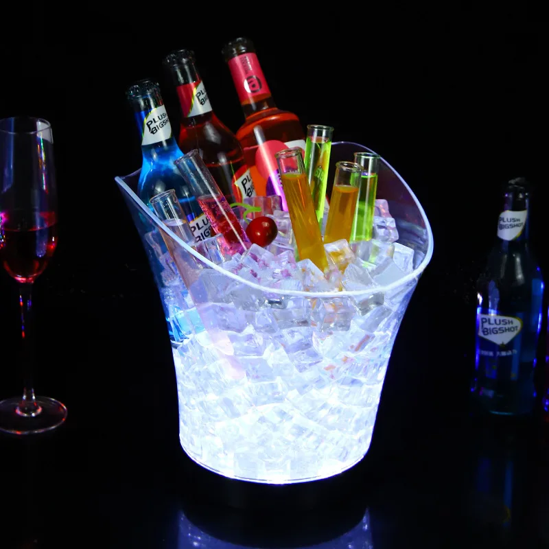 

Светящееся ведро для льда с кубиками льда, винная рама, светодиодный светящийся пивной бар для шампанского, КТВ, лед для шампанского