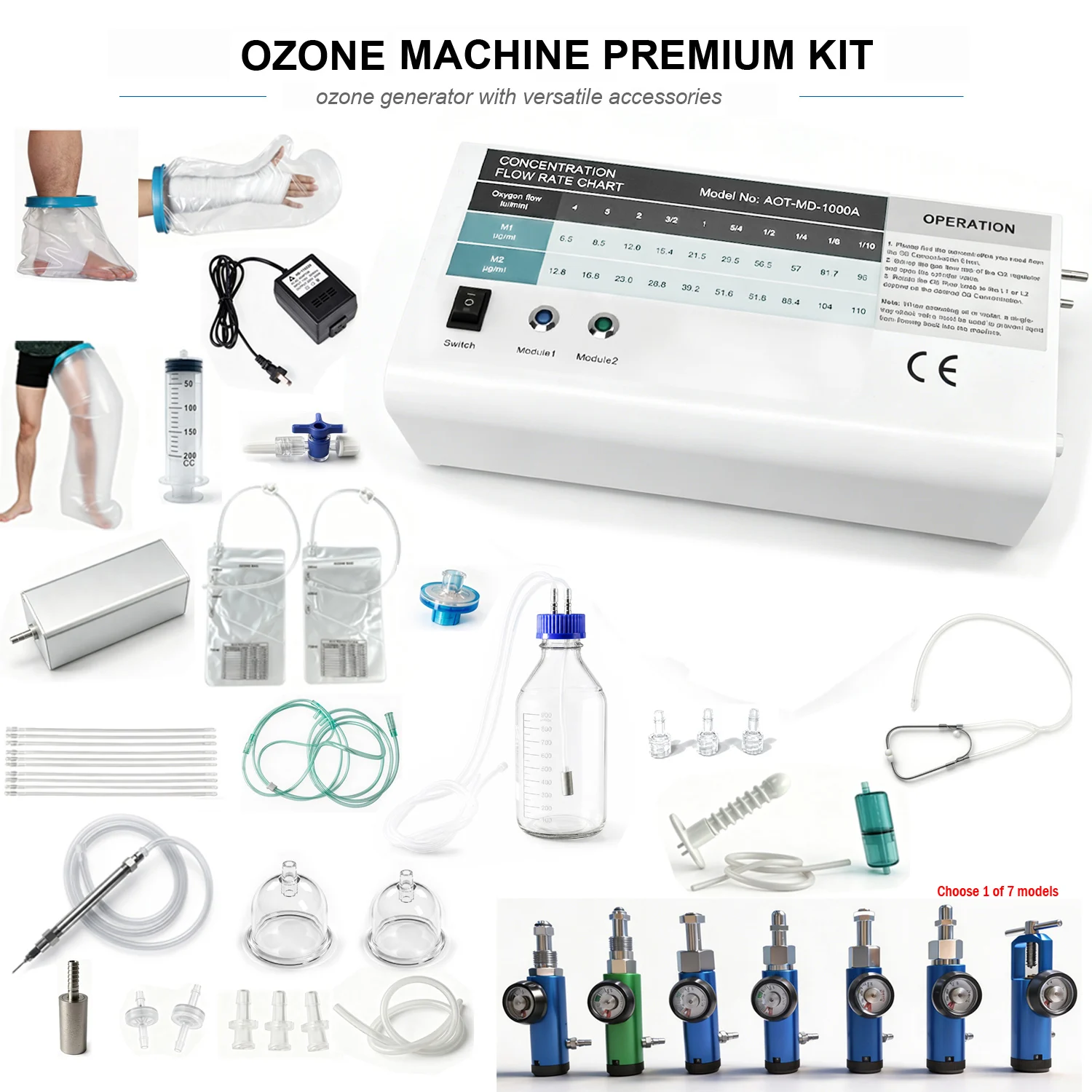 High Concentration Pure Ozone Generator 6.4-110 ug/ml O3 Machine  for Ozone Insufflation & Water Oil Ozonation Terapia