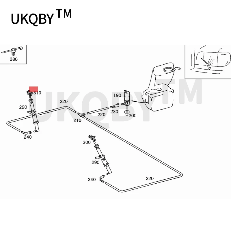 Headlight spout Water spray gun Suitable for S grade W220 S280 S500 S400mer ced es-be nzS350 Telescopic nozzle Washer spray gun