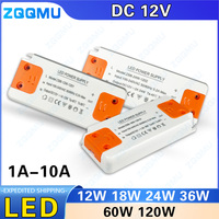 DC 12V LED Power Driver 12W 18W 24W 36W 60W 120W Ultra-Thin Lighting Transformer AC100-240V LED Light Strip 1A 2A 3A 5A 10A