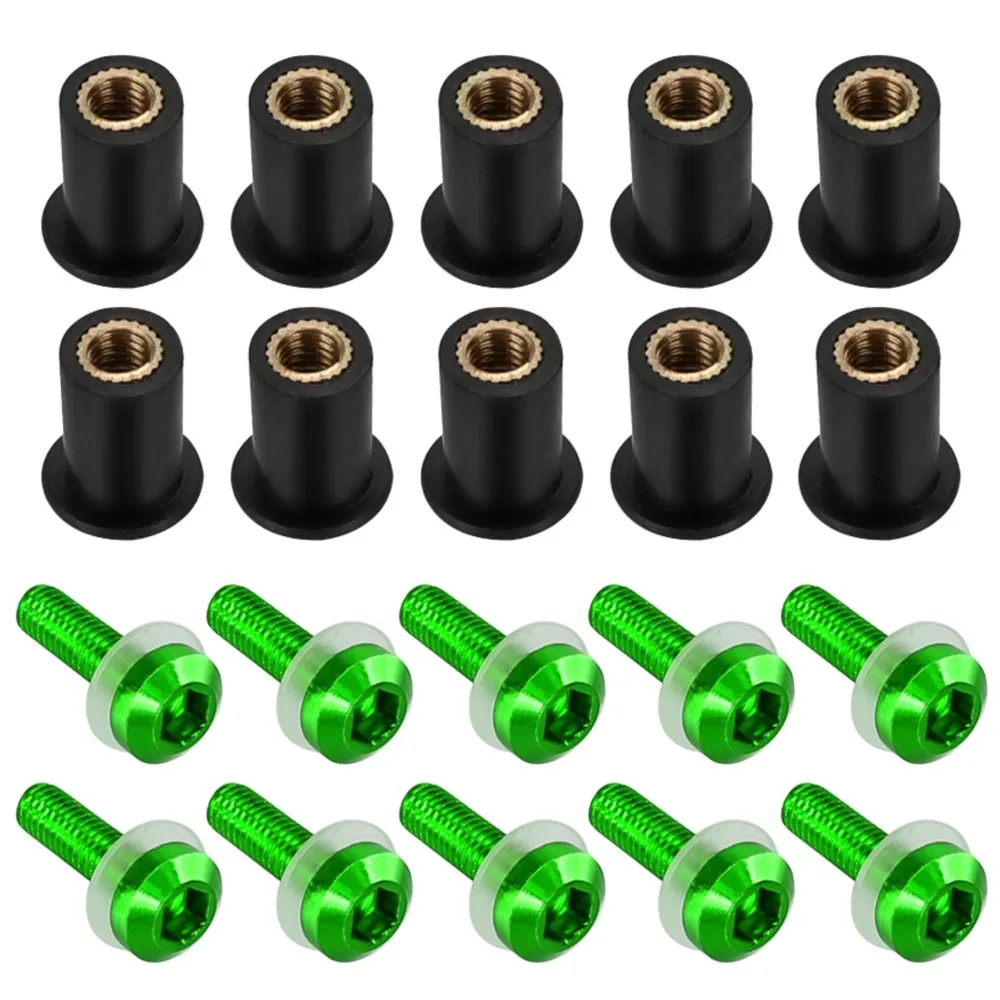 

10pcs M5 Windshield Nuts Windscreen Fairing Screw Bolts FOR KAWASAKI NINJA 250 300 650 400 500 1000SX Ninja H2 SX Eliminator 500