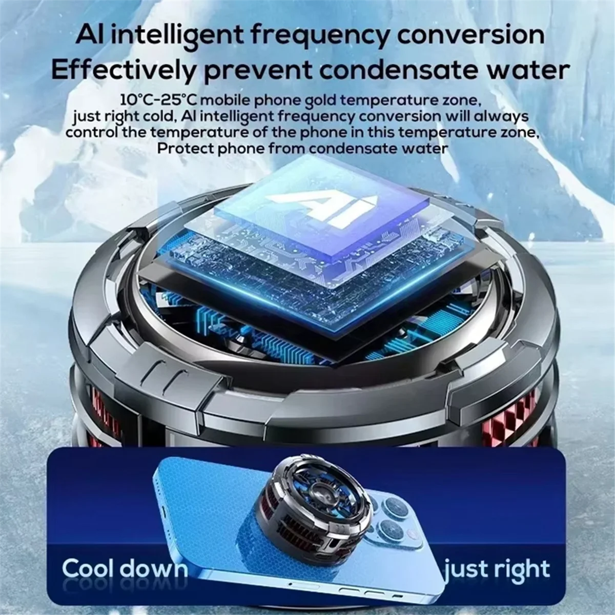 2025+MEMO AI Semiconductor Mobile Phone Cooler 2 in 1 Back Clip High Power Strong Cooling with Attachment & Clamp