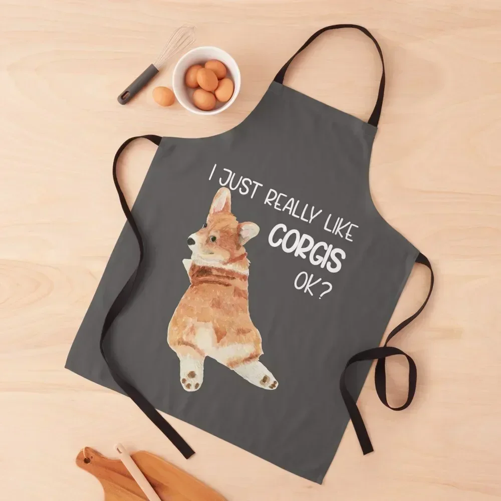 

I Just Really Like Corgis, Corgi Dog Apron Children'S Kitchen Things For Home work ladies waterproof for women Apron