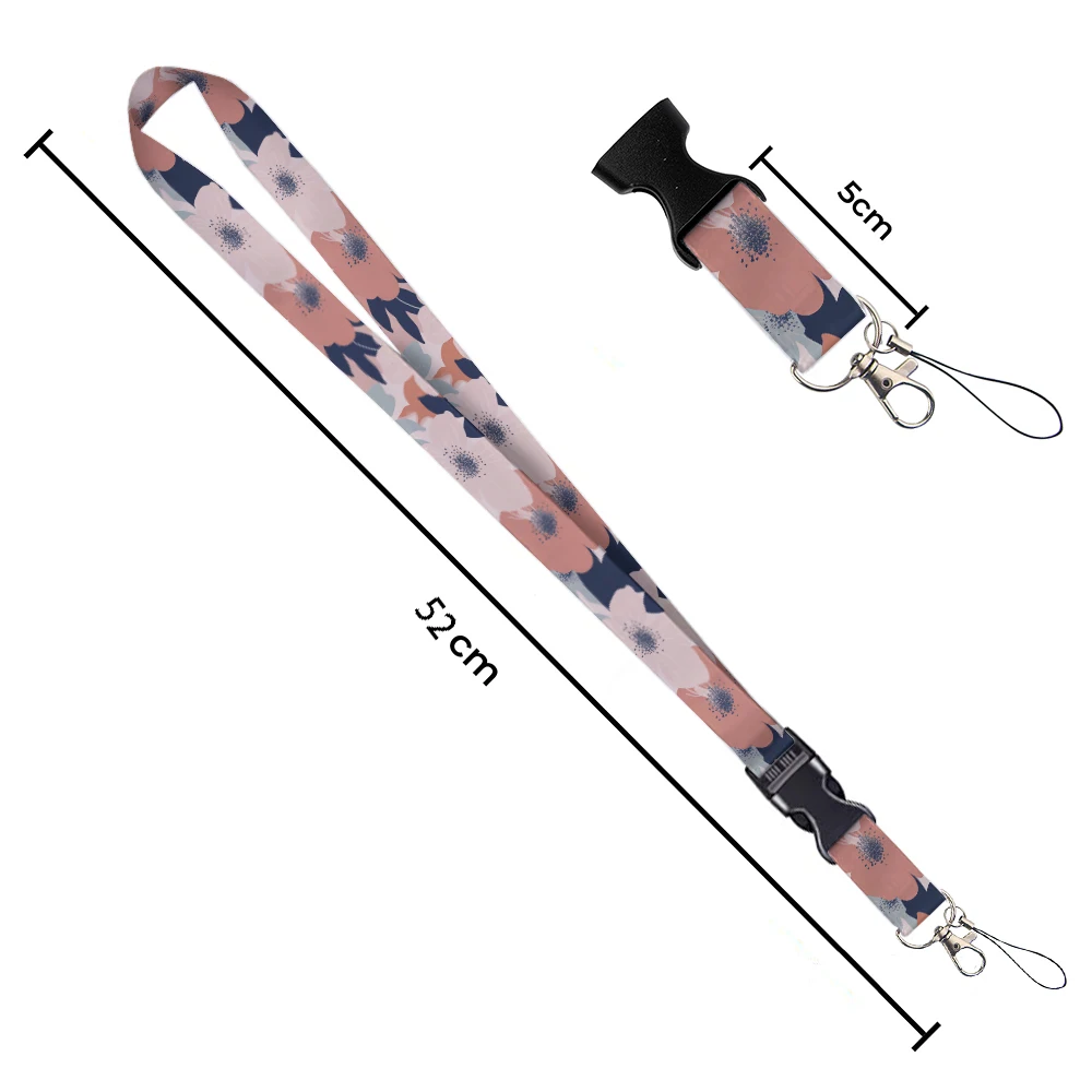 Small animals inside flowers Print Ribbon Lanyards Keys ID Horizontal Card Collectors Phone Straps Rope Students Badge Holder