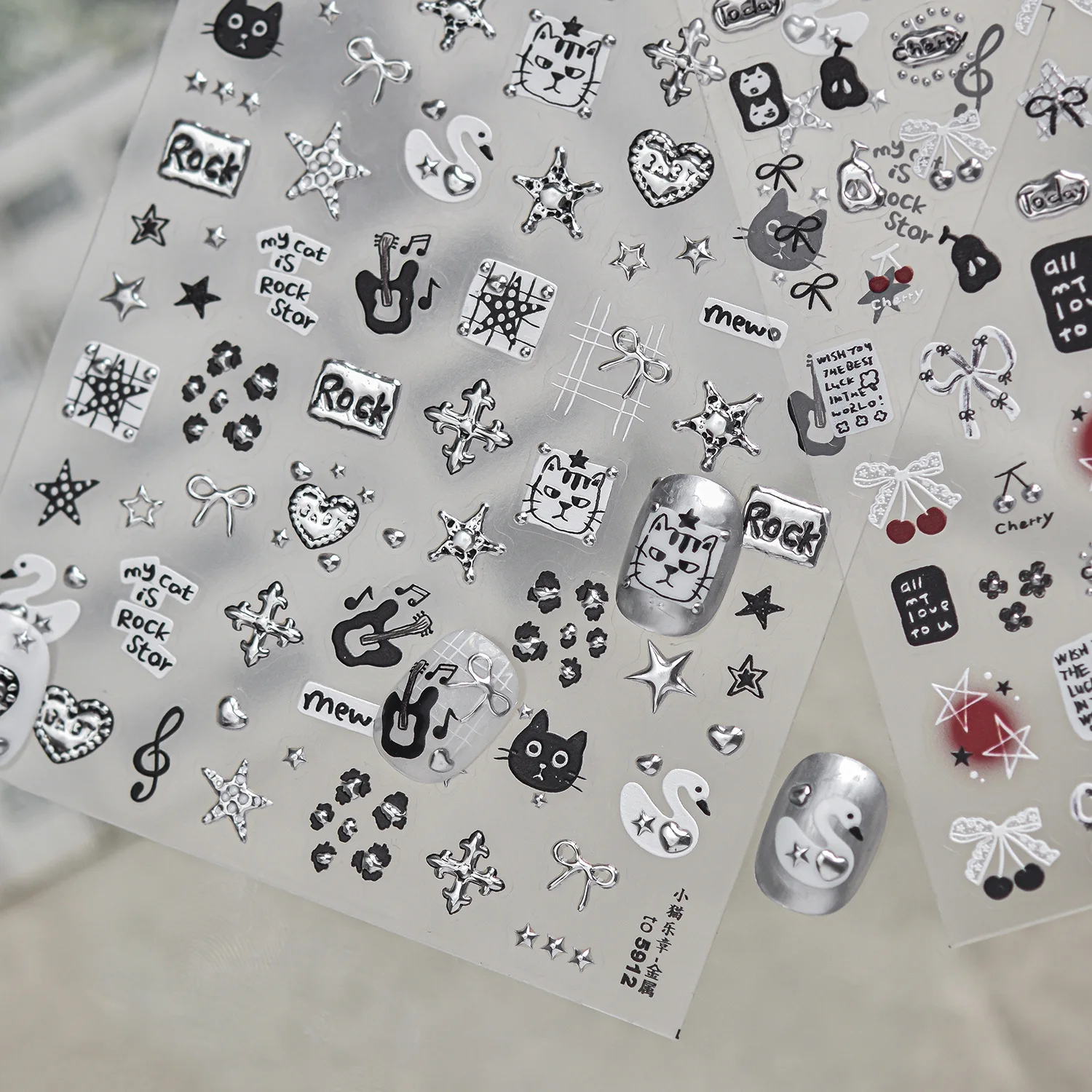 สติกเกอร์ติดเล็บลายแมวน่ารักสี - Musical Instrument Images บทวิจารณ์และราคา