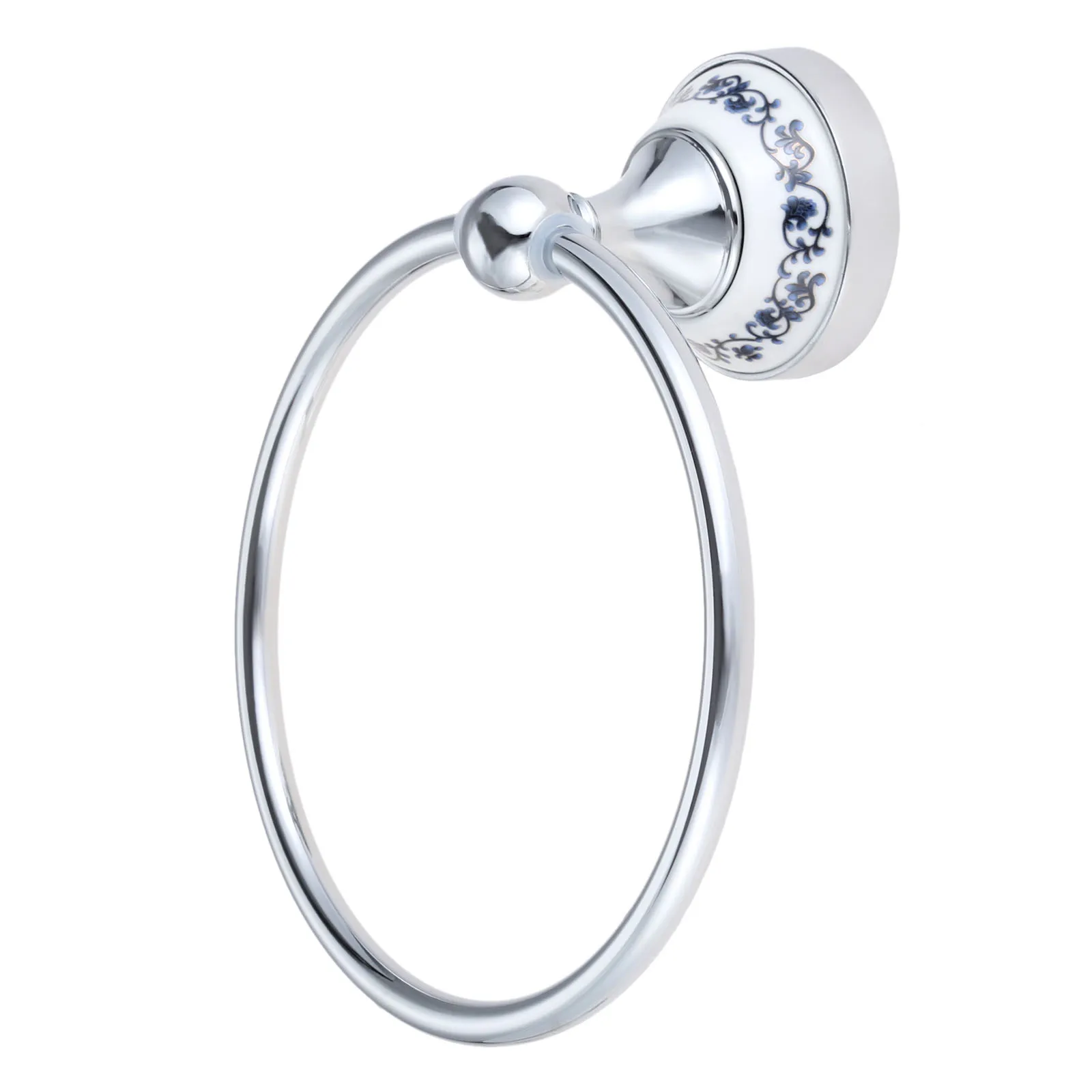 1Pc Stainless Steel+Zinc Alloy+Ceramic Towel Ring Polished Chrome Finish Antique Design Towel Ring Elegant Bathroom Accessories