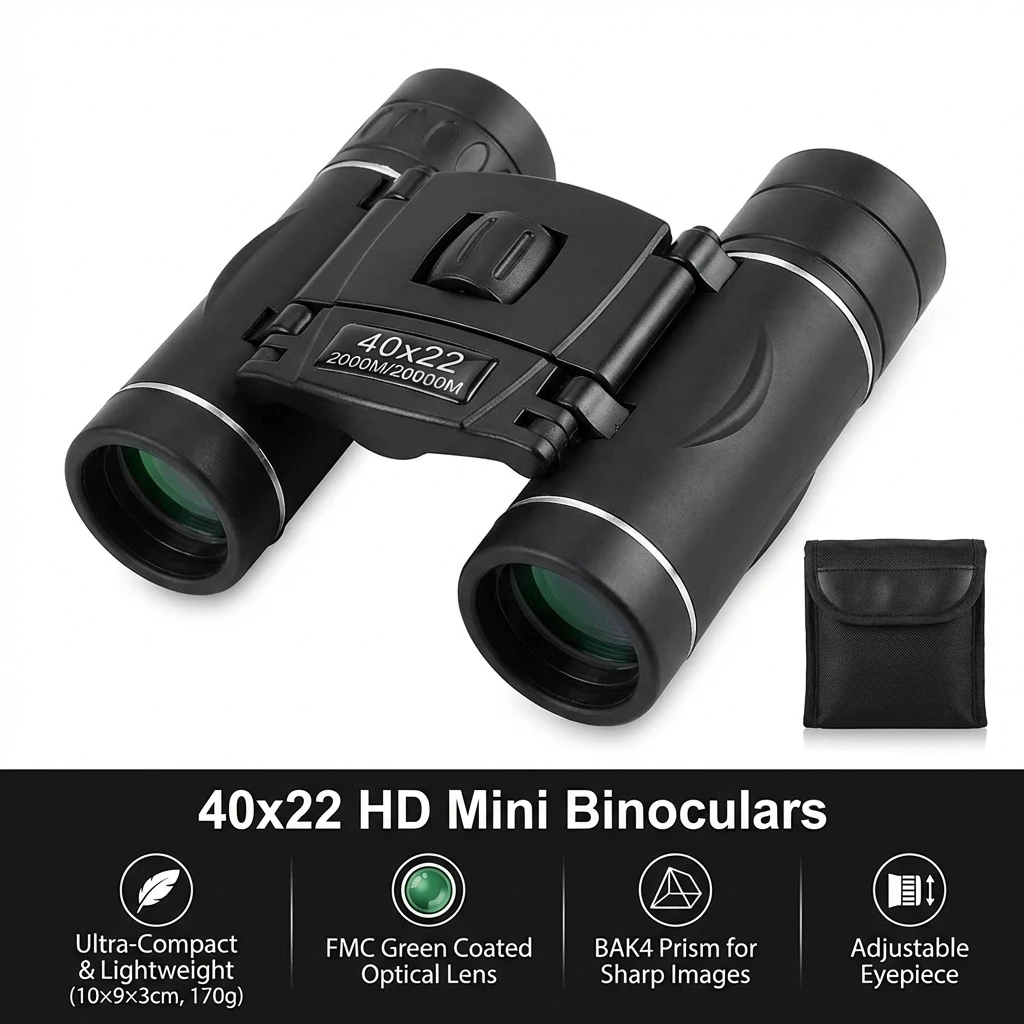 40x22 HD Leistungsstarkes Fernglas 2000M Reichweite Faltbares Mini-Teleskop BAK4 FMC Optik für Jagd Sport Outdoor Camping Reisen – Detail 1