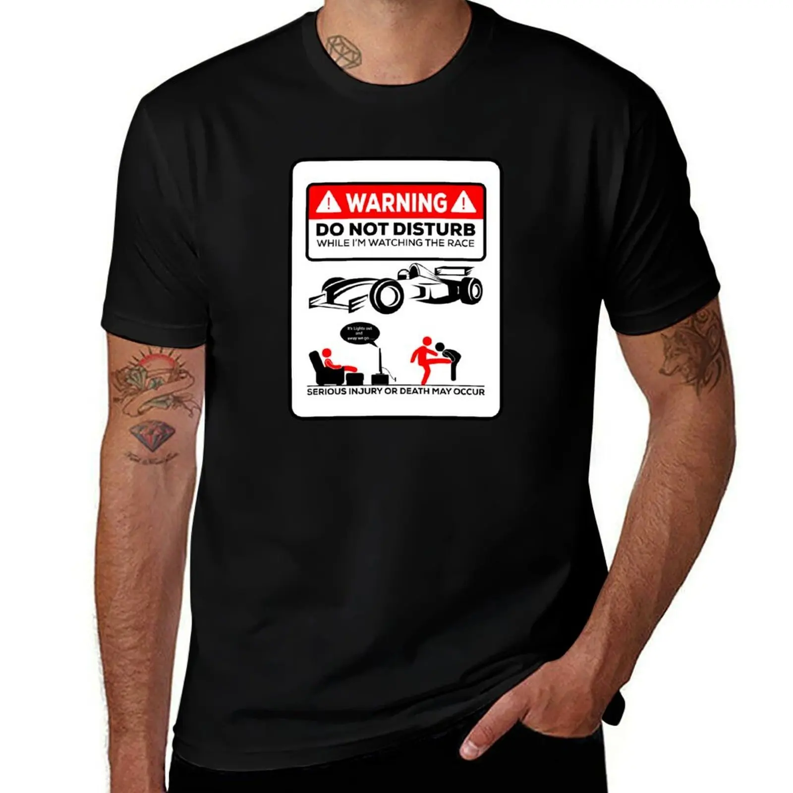 

Warning while I'm watching f1 T-Shirt t shirt man casual anime t shirts for man cotton t shirt man T-shirt