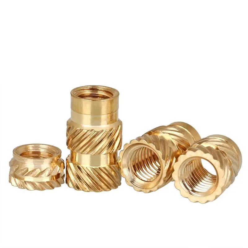 2#-10# UNC UNF Brass Knurled Inserts, Hot Melt Press-Fit Nuts for Plastic Injection Molding