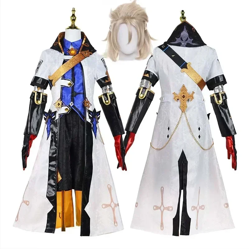 Tessuto testurizzato Albedo Costume Cosplay Deluxe si adatta all'ordo Favonius parrucca uniforme guanti parrucca Albedo Outfits