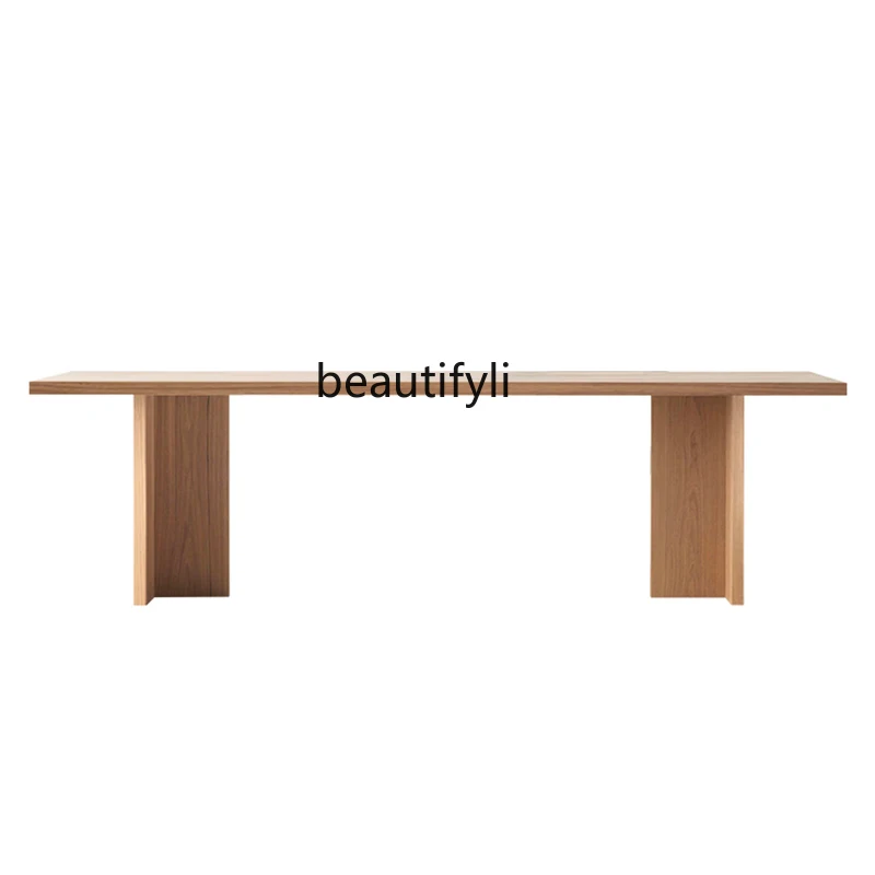 

Customized Nordic Solid Wood Conference Table Dining Table Modern Minimalist Log Desk Rectangular Designer Workbench Long Table