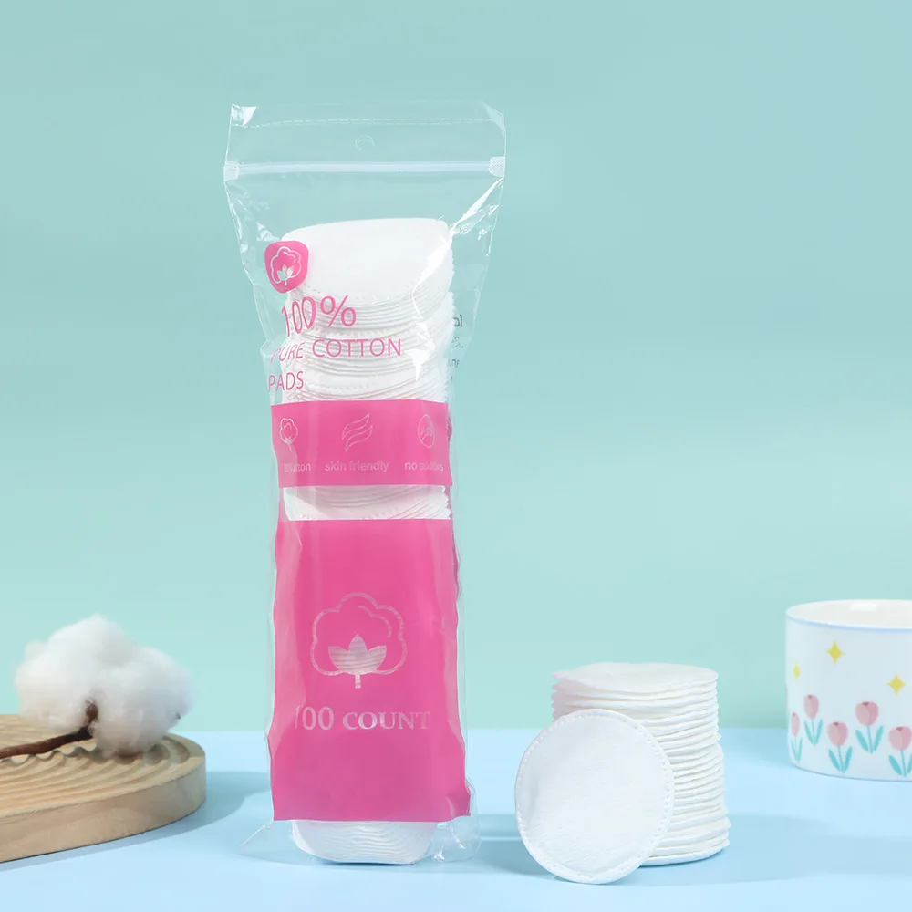 100 Stück/Packung weiche und atmungsaktive runde Make-up-Entferner-Pads, doppelseitig strukturierte Wattepads, die für die tägliche Gesichtsreinigung verwendet werden
