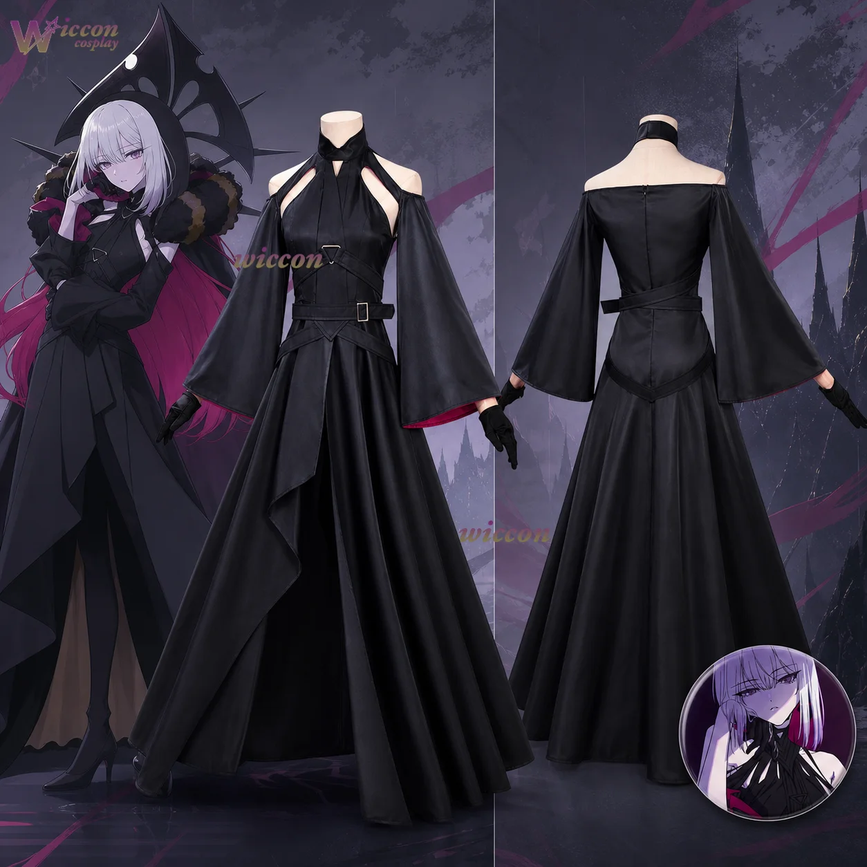 Velvet Cosplay Costume Halloween Stage Show Full Set Anime Outfit Blue Uniform for Women The Ribbon Hero Balck Dress ベルベット