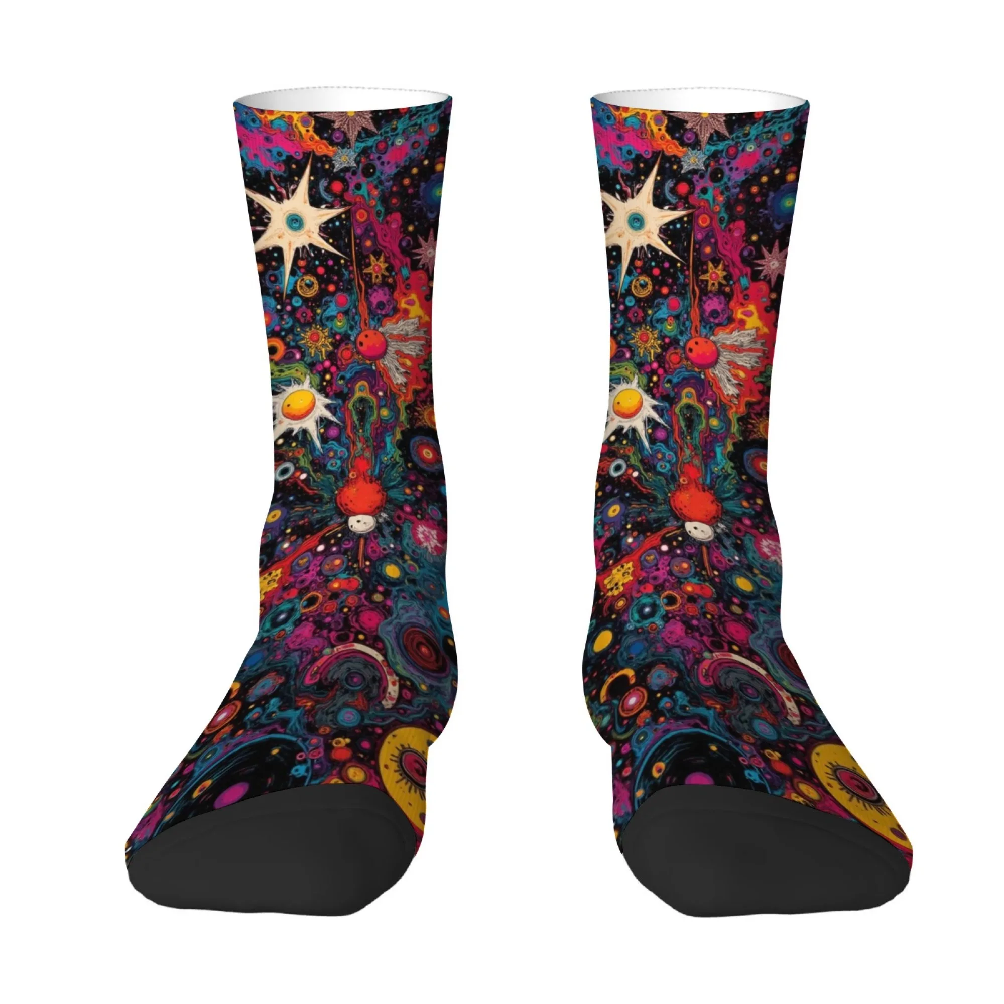 Psychedelic Cosmic Planet Abstract Art Socks Novelty Funny Happy Men's Socks Harajuku Style Street Hip-Hop Fashion Socks Gift