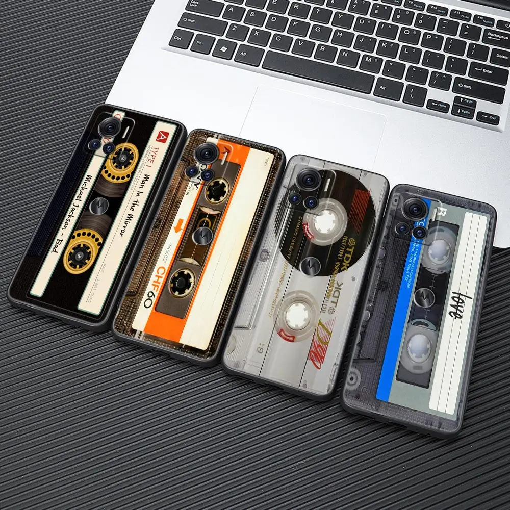 Retro Audio Cassette Tape Vintage Moto Edge40 Case For Motorola Moto Edge 40 20 30 Pro 30Lite 20Lite Fusion 40 Fundas Phone Case