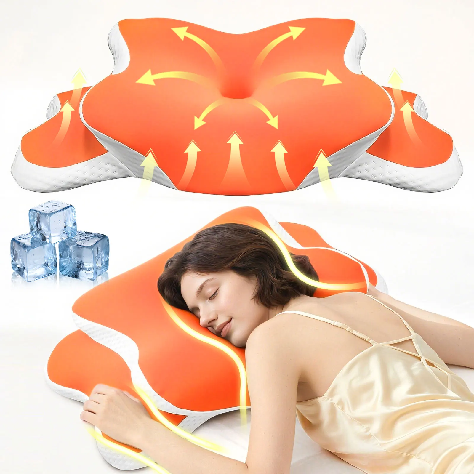 

Pillow Orange Memory Foam Pillow Cervical Pillow Neck Contour Ergonomic Orthopedic Neck Support Side Back Sleeper Christmas Gift